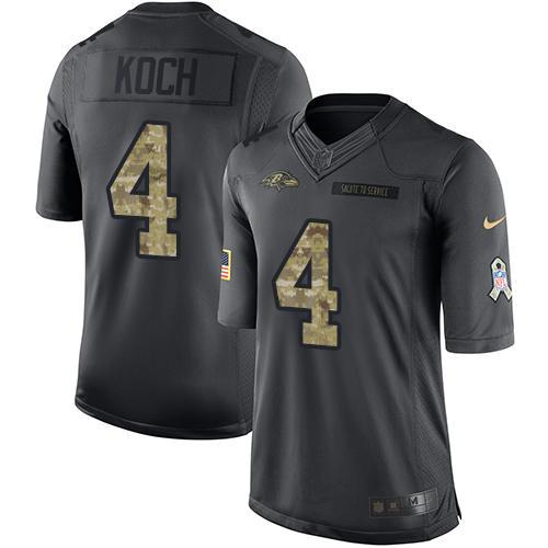 Nike Ravens #4 Sam Koch Black Men's Stitched NFL Limited 2016 Salute to Service Jersey - Click Image to Close